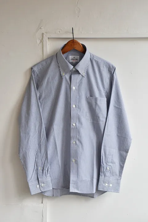  N ロンドンストライプボタンダウンシャツ ネイビー