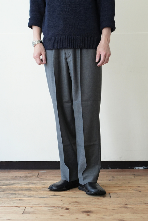 TROUSERS WOOL TROPICAL　MD.GRAY