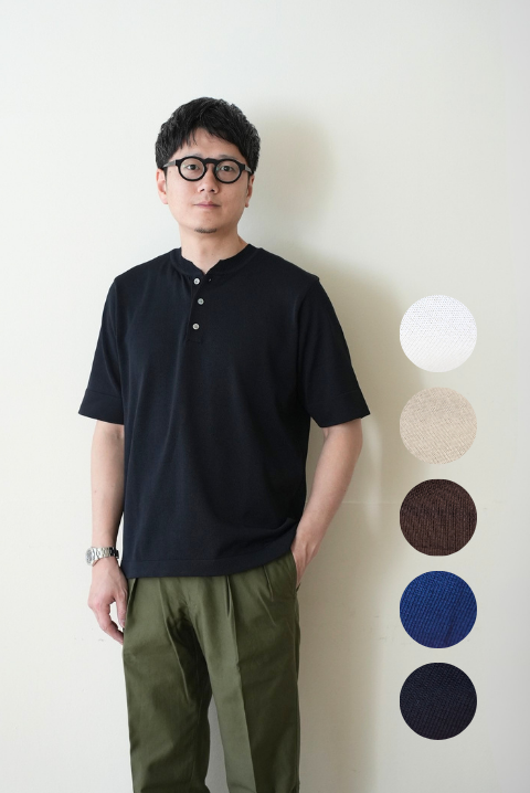綿ポリヘンリーネック