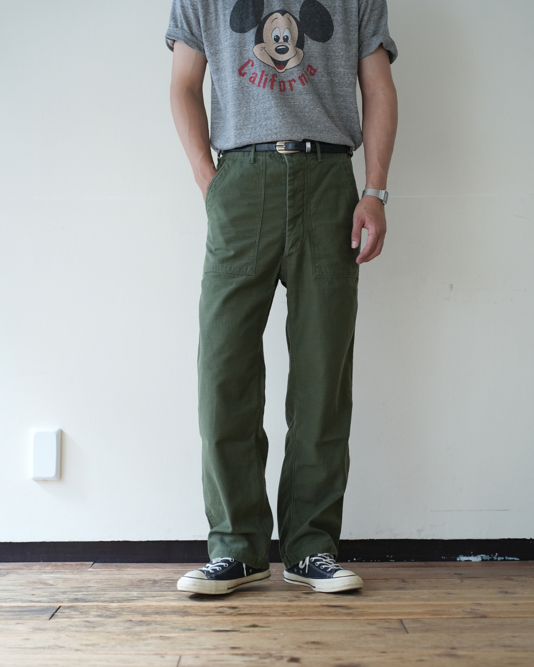 UTILITY PANT Back Satin オリーブ