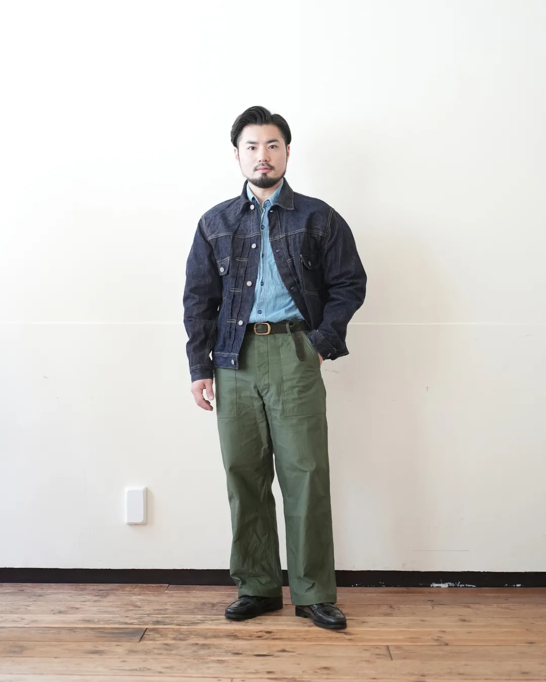 デニムジャケット着用コーディネート